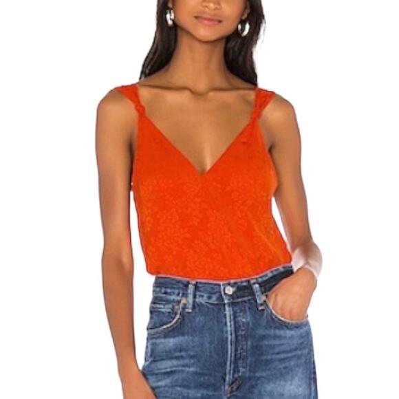 House of Harlow 1960 x Revolve Orange Floral Tank Top Knot Straps Sleeveless M - Picture 1 of 11